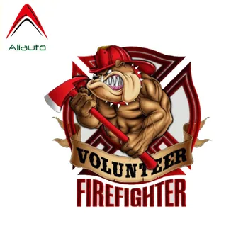 Aliauto Cover Дяволът Car Sticker Бул Dog Volunteer Firefighter Светоотражающая стикер PVC за мотоциклет Mercedes, Honda,Vw, 17см*17см