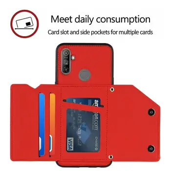 Anti-Scratch Mobilephone Cover Shake-Proof Phone Shell е Съвместим с Realme C3 ПУ Leather+PC Hard Mobile Phone Case