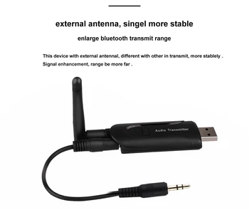 B5 Bluetooth Предавател 3,5 мм USB Безжичен Аудио за A2DP Стерео Външна Антена Адаптер за PC, Лаптоп ТЕЛЕВИЗИЯ Слушалки