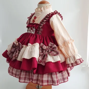 Baby girls Spanish Lolita princess dresses12M-7T Есен зима децата шият Винтажное бална рокля рокля за момиче облекло за рожден ден