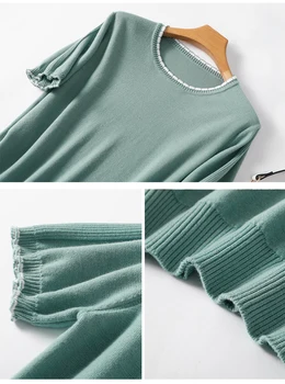 Blusas Блузи Топ Femme С Къс Ръкав Вязаная блуза на Жената Blusas Mujer De Moda 2021 Вязаная блуза, Риза Върховете Дамски Ризи E831
