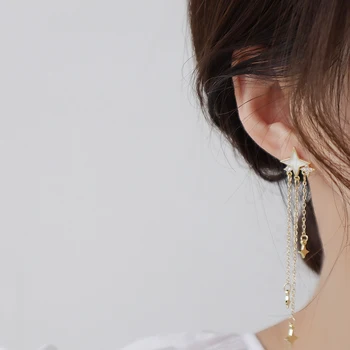 Bohemia Long Design Tassel Star Earring for Women Highquality Цирконий Minimalist Stud Earrings Bizuteria Orecchini Accessories