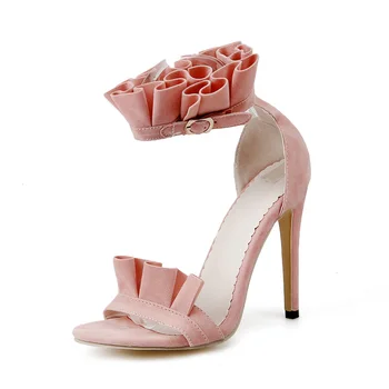 Brand New Hot Sexy Orange Pink Women Sandals Ruffles Шило High Heels Lady Wedding Shoes EH11 Plus Big Size 10 43 47 52