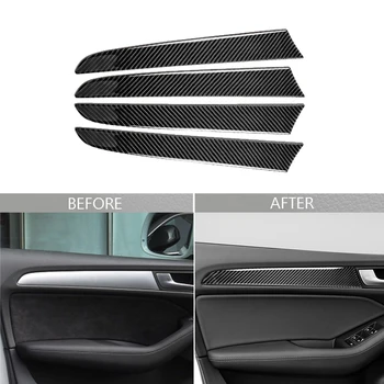 Carbon Fiber Car Interior Door Panel Trim Sticker For Audi Q5 SQ5 8R 2009-2017 Таблото Panel Strip Stickers Decor Auto Стайлинг