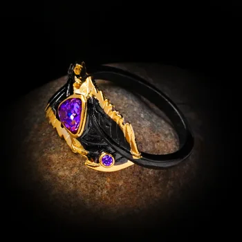 CHARLINLIOL Original Vintage Бижута Ring for Women Уникален Триъгълник 925 Сребро Сапфир Цвят Черното Злато-Годежни Пръстени