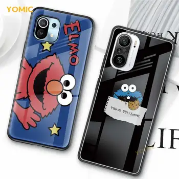 Cookie Monster Cartoon Case for Xiaomi Redmi K40 Note 9S 8 Mi 11 Poco X3 NFC 9 7 8T 9T 10T 10 Lite Закалено Стъкло Капак на Телефона