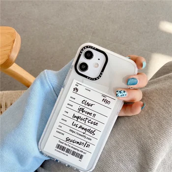 Creative simplicity label phone case for iphone 11 12 pro max xs x xr white shield cases for iphone 12mini 7 8 Plus cover funda