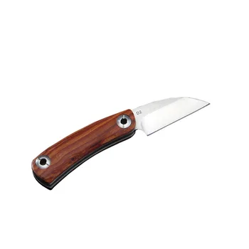 D2 Стоманена Сгъваем Нож Lockless Small Razor Outdoor Knife Преносим Самозащитный Оцеляване Сгъваем Джобен нож Сандалово Дърво