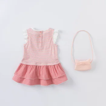 DBH16424 Дейв Бела лятна мода за момичета шарени драпированное рокля с малка чанта вечерна рокля за деца детска Лолита 2 бр.