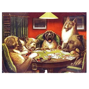 Diamond живопис - Animal acting human Dogs playing card poker -Full Round Пробийте Sticker Decor Живопис Cross Stitch 5d Dia