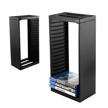 Disk Storage Tower Games Disks Holder Вертикална поставка 18 Слот Та Организатор за Playstation PS5 PS4 Pro Xbox One Игрална конзола