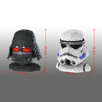 Disney star wars head sculpture nanobrick micro diamond block starwars Stormtrooper Imperial Darth Vader figures build brick toy