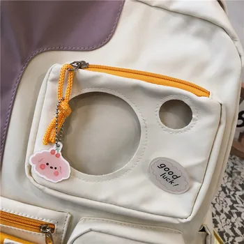 EST Нова Мода Водоустойчив Найлон Контрастен Цвят на PVC Прозрачен Kawaii Училище Раница, Чанта за жени Mochila Bolsa Дамски чанти