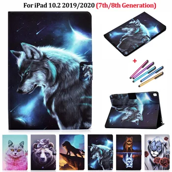 Fashion Wolf Fox Animal Tablet Funda For iPad 10 2 Case 2019 2020 ПУ кожен калъф за iPad 10.2 iPad 8 7th 8th Generation Case