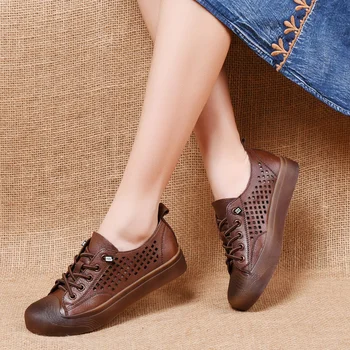 GKTINOO 2021 Дамски Ежедневни обувки Модерен дишащи Обувки от естествена кожа Маратонки Дамски обувки на плоска подметка Дамски обувки