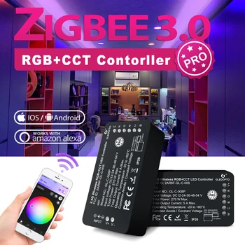 GLEDOPTO Zigbee 3.0 LED Light Strip Контролер RGB Warm Cold White Pro е Съвместима с Хъб на Hristo App Voice RF Дистанционно управление