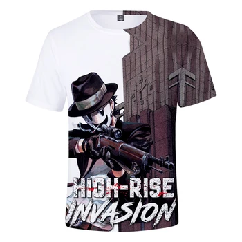 High-Rise Invasion T Shirt Cool Harajuku Casual 3D Graphic Print Смешни Men Women Streetwear summer O-Образно Деколте, Хип-хоп тениска