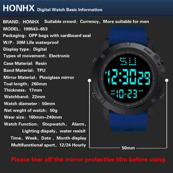HONHX Women Men Waterproof G Style LED Digital Date Military Sport Shock Rubber Electronic Watch RED Alarm Clock Mujer Clock Fi