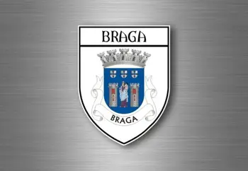 Hot Продавам Sticker Car Motorbike Coat of Arms City Flag Portugal Braga Stickers for Laptops, Office Supplies, Motorcycles, Cars