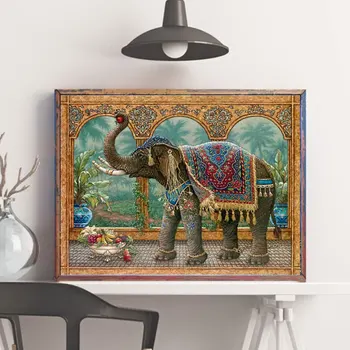 HUACAN 5D САМ Diamond Живопис Animal Mosaic Pictures Занаятите Kit Full Square/Round Diamond Embroidery Elephant Wall Art