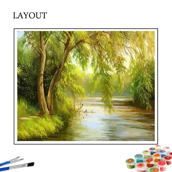 HUACAN Paint By Number Tree Drawing On Canvas Gift САМ Pictures By Numbers Landscape Комплекти Hand Painted Painting Art Home Decor