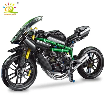 HUIQIBAO 639 бр. Спортен Мотоциклет Техническа Модел Строителни Блокове Скорост на Шампионската Кола Нинджа Тухли Забавни Играчки за Деца