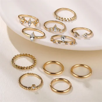 IFMIA Fashion Crystal Ring Gold Color Ring For Women 2020 Trendy New Knuckle Rings 11 бр./компл. Anillos Female Finger Бижута Подаръци