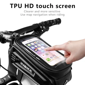 INBIKE Велосипедна Телефонна чанта Непромокаемая Велосипедна Предната Чанта 6,5 инчов Сензорен Калъф за вашия телефон, Колоездене МТВ Велосипед Горната Тръба Чанта за Аксесоари За Мотори
