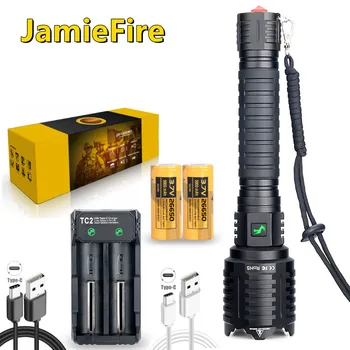 [ JamieFire LED]Фенерче Мощен проблясък на Светлина Най-Ярък Фенер Мащабируем USB Акумулаторна Тактически Ловен Факел на 100 000 лумена