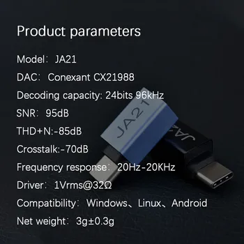 JCALLY JA21 Mini Digital Audio Adapter CX21988 КПР USB Type C до 3,5 мм адаптер за слушалки за Android, Windows, Linux