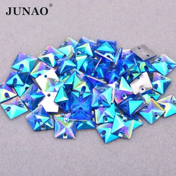 JUNAO 7x21mm Sew On Crystal AB Rectangle Кристал Flat Back Crystal Стоунс 