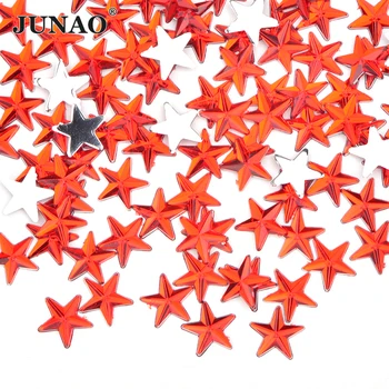 JUNAO вземане 100pcs 10 mm Black Flatback Star Кристал Nail Art Decoration Acrylic скъпоценни Камъни Fancy Crystal Strass САМ Face Crystal Stickers