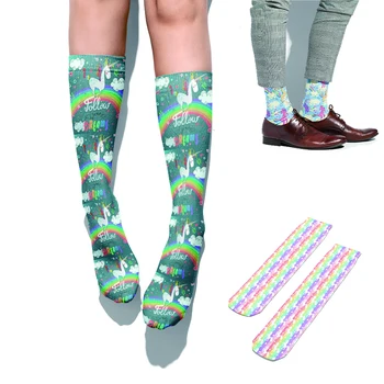 Kawaii Unicorn дамски памучни чорапи, Високи глезена Ежедневни Щастливи Преливащи мультяшные Чорапи Harajuku Лято, Есен Момичета дамски чорапи