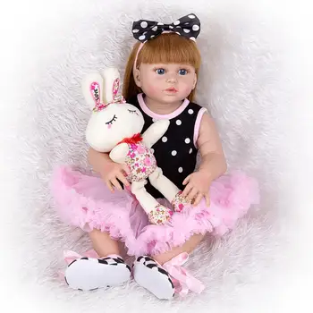 KEIUMI 23 Inch Reborn Бебета Кукла Full Silicone Body Beautiful Реалистичен Toddler Baby Dolls For Girl Toys Children Birthday Gift