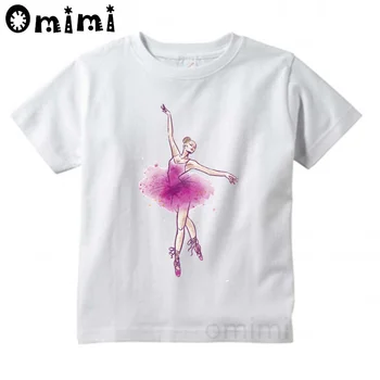 Kid Сладко Ballet Dancing Girl T shirt Children short sleeve Clothing Funny cartoon Party Top Animal tshirt,ooo3086