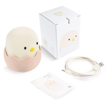 Led USB Recharge Silicone Night Light Tumbler Cartoon Egg Table Bedroom Night Lamp for Baby Children Birthday Gift Christmal