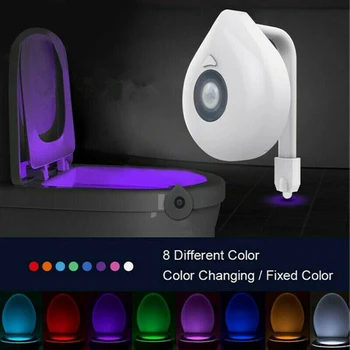LED Тоалетна Светлина Сензор за Движение на Седалка За Тоалетна нощна светлина 8 Цвята Водоустойчив Осветление За Тоалетна Лампа Luminaria WC