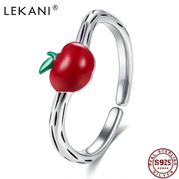 LEKANI S925 Sterling Silver Red Apple Creative формата на сърце Fine Design Пръстени За жени, Модни Бижута на най-Добрите продажба на Свети Валентин Подарък