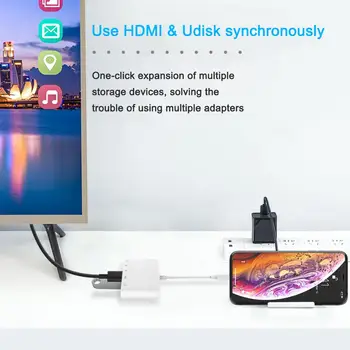 Lightning to HDMI 1080P Digital AV Жак-USB Кабел за проектор, Монитор, ТЕЛЕВИЗОР OTG Адаптер за iPhone 12 11Pro Max Pro XS SE2 iPad