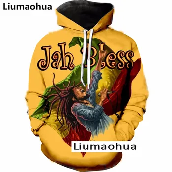 Liumaohua 2018 New fashion 3D hoodie Reggae originator Bob Marley print hoody с качулка мъжки и дамски ежедневни hoody