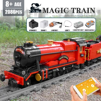 MOULD KING 12010 High-Tech Car APP RC Motor Magic Train Model Building Blocks Kids Assembly Играчки Детски Коледни подаръци