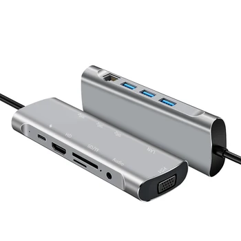 MUCAI C USB ХЪБ Type C to 4K, HDMI, USB 3.0, RJ-45 SD/TF карта и Адаптер за USB Dock Дърва Порт за MacBook Pro Air аксесоари за преносими КОМПЮТРИ
