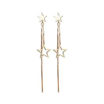 MxGxFam 750 Gold Color Long Line Star Drop Earring For Women Fashion Dress Jewelry 18 k Добро Качество