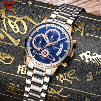 NIBOSI Reloj Top Brand Луксозни Мъжки Часовник Модерен ръчен часовник Мъжки кварцов Часовник Златни Водоустойчив спортен Часовник Хронограф За мъже