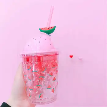 Nordic Plastic Cup Разклати Cool Cup 380ml Fresh Milk Juice Cold Water Cup Transparent Lemon Soda Juice Cup Сладко Gift For Home