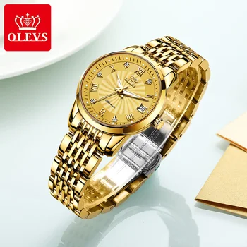 OLEVS Златни Автоматични Часовници Луксозни дамски Часовник е Водоустойчив Модни дамски Механични Часовници, Подаръци За жени Relogio Feminino
