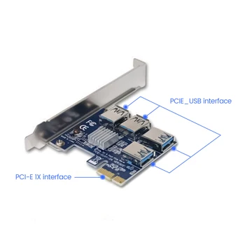 PCIe 1 to 4 PCI Express Кабел 16X Слота Странично Card PCI-E 1X to External 4 PCI-e Slot Адаптер