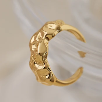 Peri'Sbox Злато, Сребро Цвят Подправени Нередовни Пръстени Лава Рок Геометрични Пръстени за жени Минималистичен Външен Регулируем Пръстен 2021