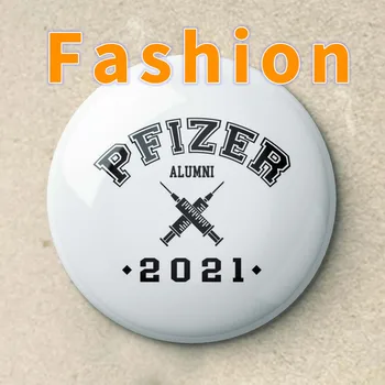 Pfizer Alumni 2021 Вакцинированный acx Мека Емайл на Жени Любовник Значка на Ревера на Жени Шапка Мода Творчески Метален Декор Бижута Дамски Подарък
