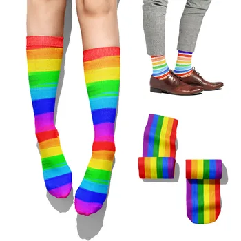 Rainbow Pride памучни Чорапи, за жени, Мъже Harajuku Цветни Преливащи се цветове Шарени Високи Чорапи Пролет есен Ежедневни високи глезена Чорап Unsex